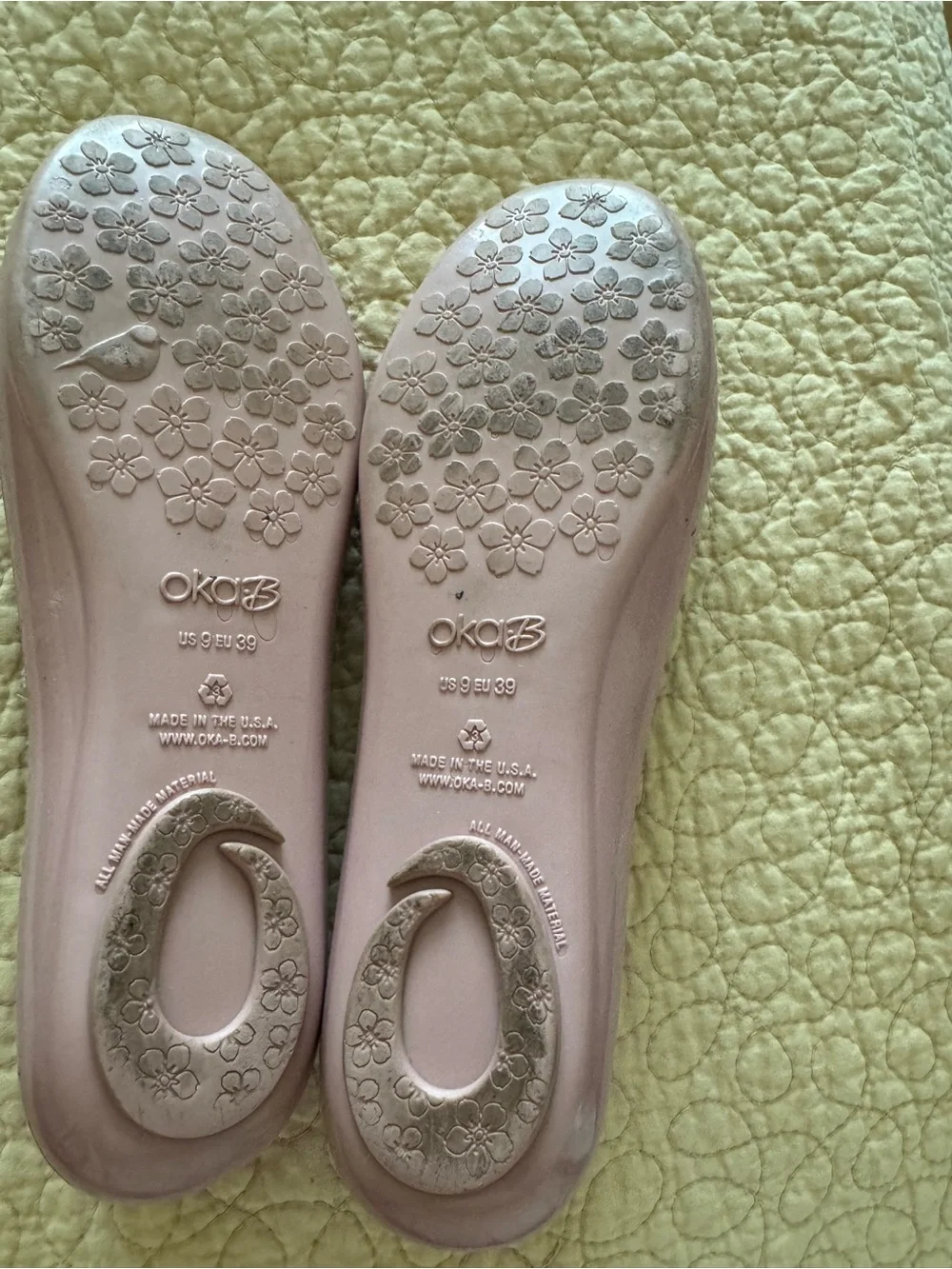 OKA b. Pink Patent Ballet Flats with Gold Medallions